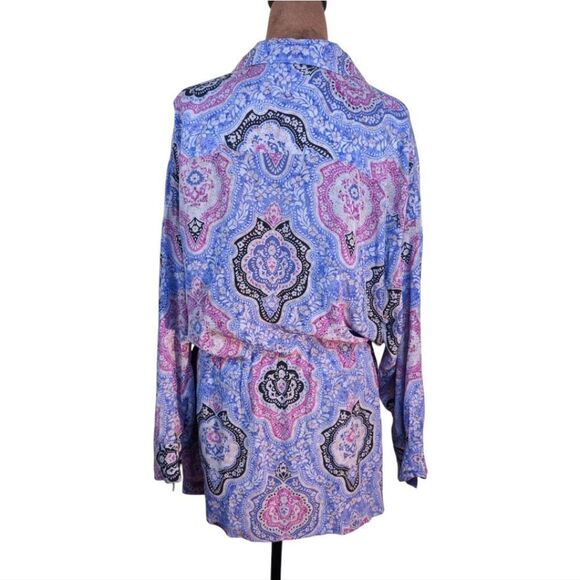 Paisley Print Oversized Short Dress  Tunic Long Sleeve Size S - Picture 2 of 5